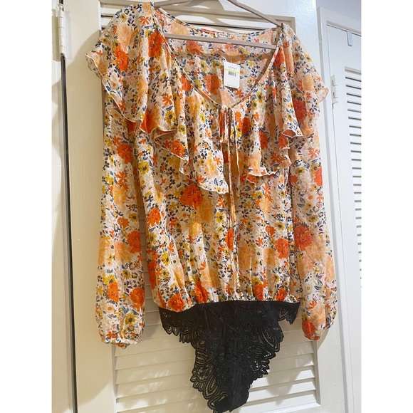 Free People Say It To Me Bodysuit in Ivory Combo - Picture 10 of 11